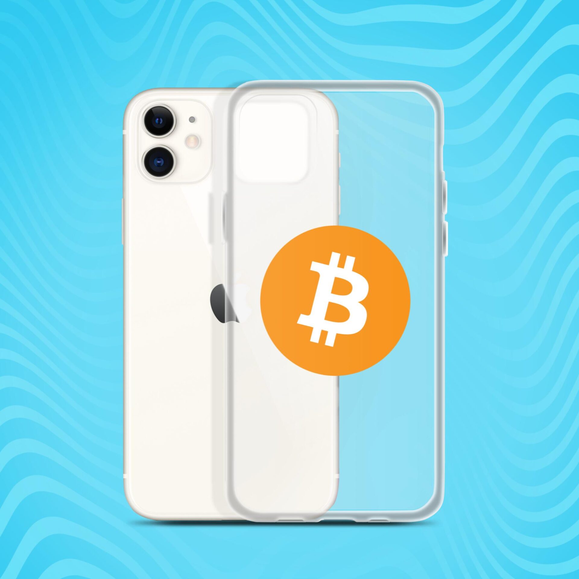 Cover iPhone® trasparente con logo Bitcoin