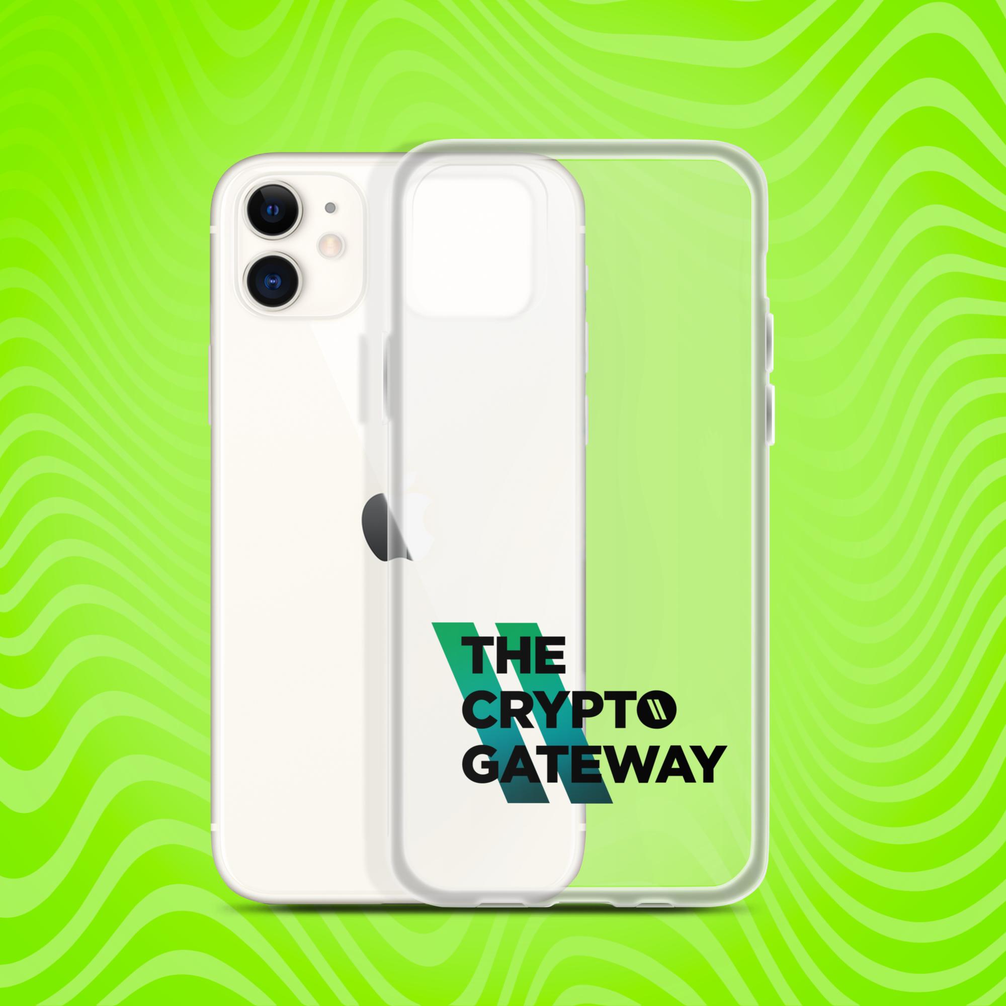 Cover iPhone® trasparente con logo The Crypto Gateway (scritta NERA)